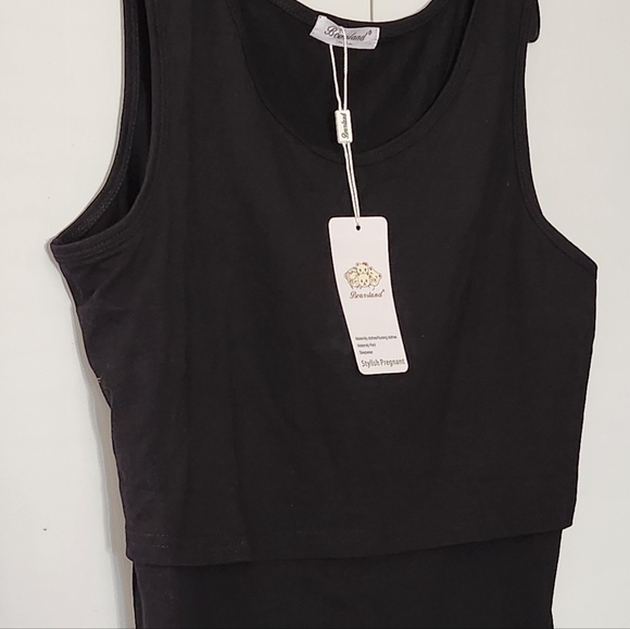 NWT-2 BEARSLAND Stylish Pregnant Maternity Nursing Tank Tops. Black&Blue. Medium - Picture 2 of 16